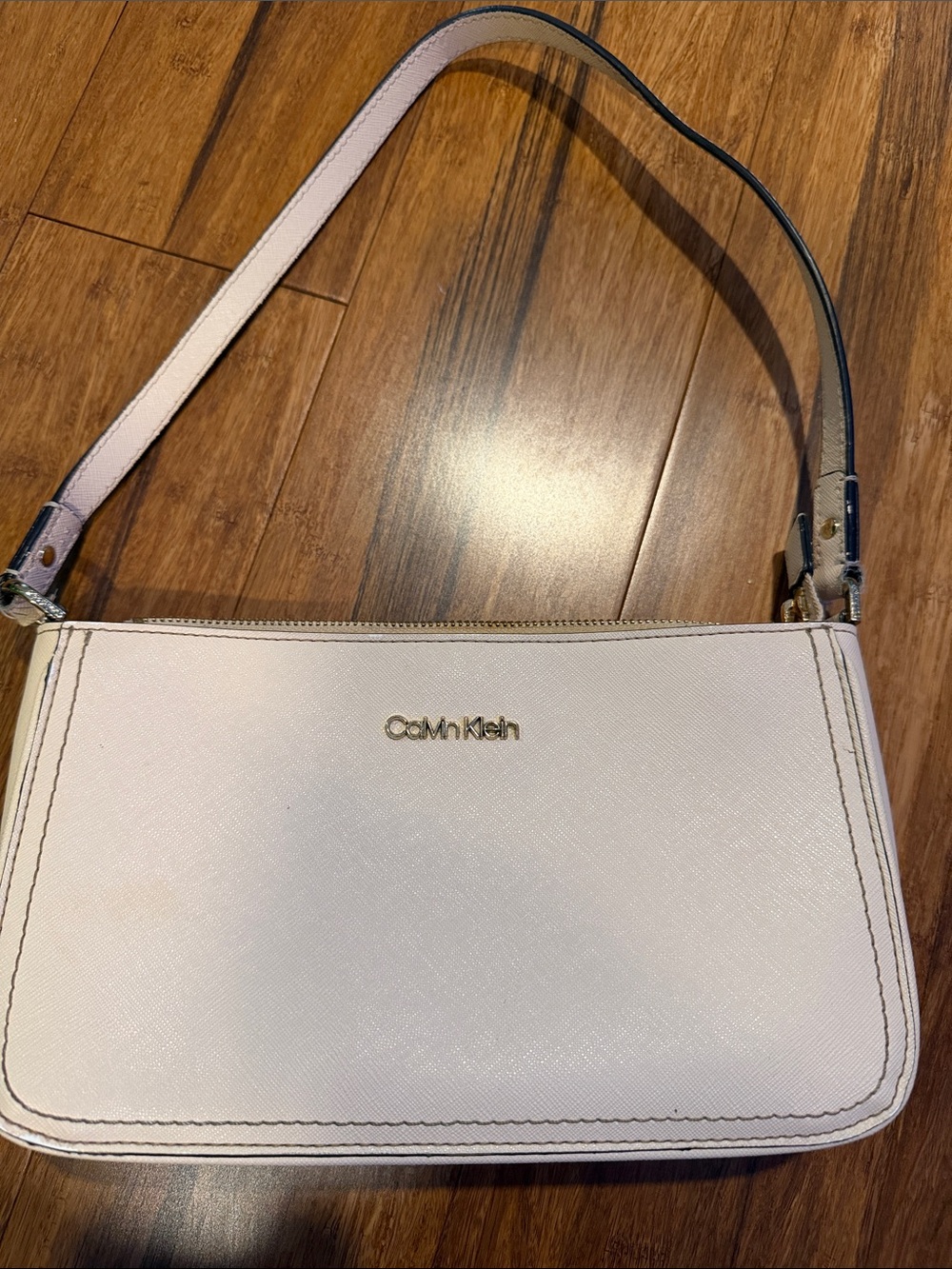Calvin Klein Tan Shoulder Bag with Gold Logo - Tons of Pockets